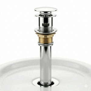 Desague lavamanos acero inoxidable cromado tipo push para baño moderno