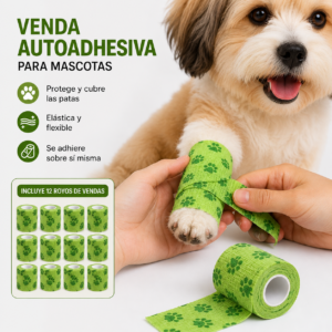 Venda Autoadhesiva Elástica para Mascotas – Protección de Patas